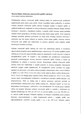 Marek Zięba, Ochrona wierzycieli sp&oacute;łki zależnej
