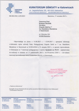 Zgoda KURATORIUM OŚWIATY W KATOWICACH