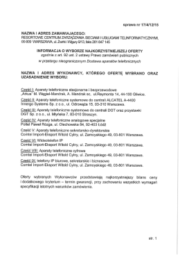 sprawa nr 171411 2I1 5 NAZWA l ADRES