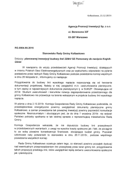 stanowisko Rady ws. budowy linii Pomorzany