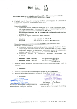Wysokość stawek stypendiów oraz progi dochodu uprawniającego