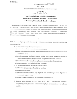 Zarządzenie Rektora w sprawie ustalenia opłat za świadczenia