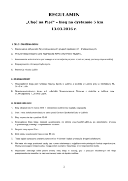 Regulamin biegu na 5 km „Chęć na Pięć” 18 października 2015 r.
