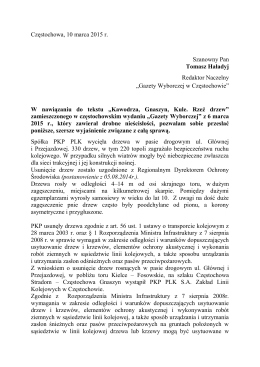 Wyjaśnienie do artykułu z "Gazety Wyborczej" z 6 marca 2015 r.