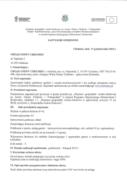 ZAPYTANIE OFERTOWE Chełmiec, dnia 13 października 2015 r.