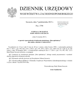 Uchwała Nr XI/207/15 Rady Miasta Szczecin z dnia 8 września 2015
