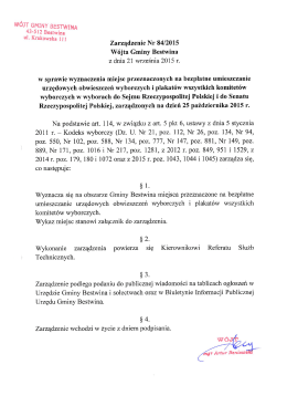 Zarządzenie Wójta Gminy Bestwina z dnia 21 września 2015 r. w