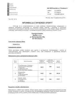 treść ogłoszenia o wyborze oferty