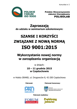 Komunikatem nr 3 - Polskie Forum ISO 9000