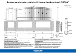 Poglądowy schemat montażu furtki i bramy dwuskrzydłowej „OMEGA”