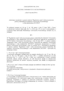 ZARZĄDZENIE NR 1/2016 REKTORA UNIWERSYTETU
