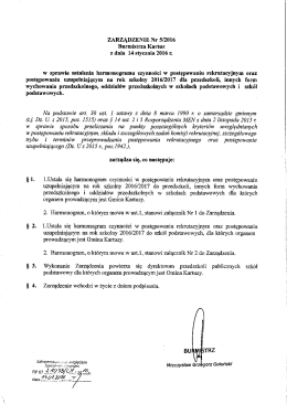 ZARZĄDZENIE Nr 5/2016 Burmistrza Kartuz