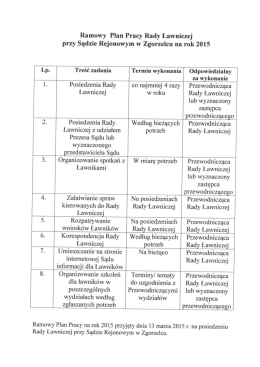 Ramowy Plan Pracy Rady Ławniczej przy Sądzie Rejonowym w