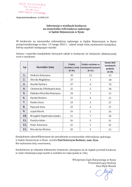 Wyniki konkursu na stanowisko referendarza sądowego w Sądzie
