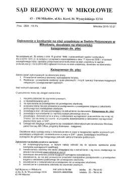Treść ogłoszenie () - Sąd Rejonowy w Mikołowie