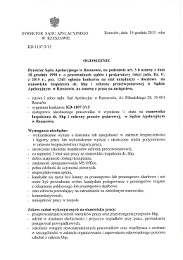 DYREKTOR SĄDU APELACYJNEGO Rzesz&oacute;w, dnia 14 grudnia
