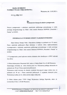 Informacja o wyborze oferty najkorzystniejszej