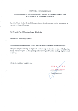 Informacja o wynikach naboru na stanowisko Dyrektora Szkoły