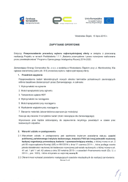 zapytanie ofertowe dot. przeprowadzenia badań laboratoryjnych