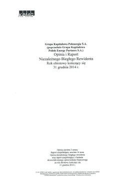 Opinia i Raport Niezależnego Biegłego Rewidenta