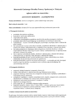 ASYSTENT RODZINY - ZASTĘPSTWO