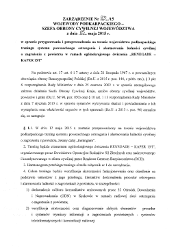 ZARZĄDZENIE Nr 332.115 WOJEWODY PODKARPACKIEGO