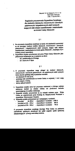 Regulamin przyznawania Stypendium