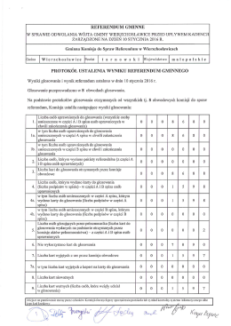 Protokół ustalenia wyniku Referendum Gminnego w sprawie