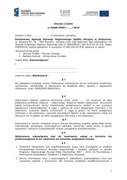 Umowa o dzieło nr RARR/PPNT/……./2015 zawarta w dniu