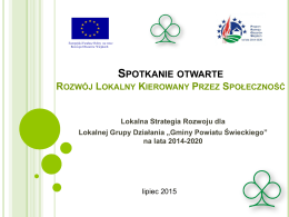 Spotkania otwarte LSR 2014-2020 — lipiec 2015