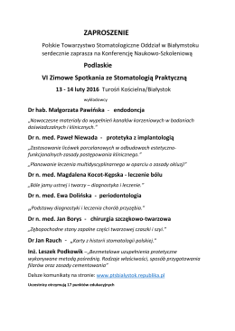 Program konferencji - Polskie Towarzystwo Stomatologiczne