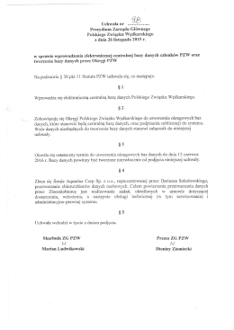 Uchwała nr 98 Prezydium Zarządu Głównego PZW z dnia 26.11