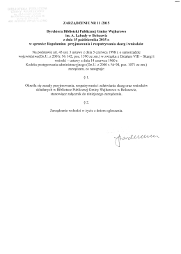 Zarządzenie, regulamin, wnioski - Biblioteka Publiczna Gminy