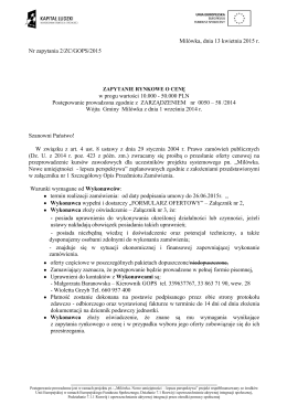 Milówka, dnia 13 kwietnia 2015 r. Nr zapytania 2/ZC/GOPS/2015 w