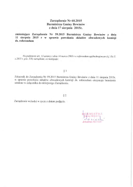 Zarządzenie Nr 60.2015 Burmistrza Gminy Brwinów