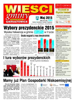 wieści gminy maj 2015 - Gminny Ośrodek Kultury w Gierałtowicach