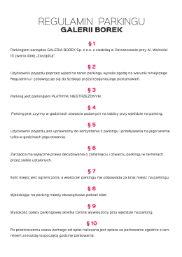 Pobierz regulamin parkingu - Galeria Borek, Ostrzesz&oacute;w