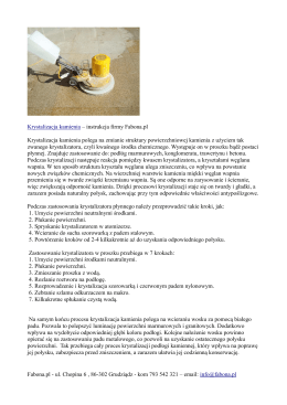 Krystalizacja kamienia – instrukcja firmy Fabona.pl Krystalizacja