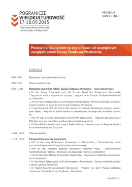 Program konferencji - Instytut Socjologii