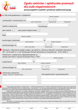 Zgoda rodziców l opiekunów prawnych ` mm: dla