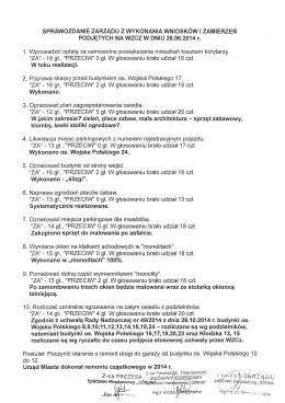 14. Sprawozdanie Zarządu z realizacji wniosk&oacute;w i zamierzeń