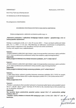 Wyjaśnienia do SIWZ - Dom Pracy Twórczej w Radziejowicach