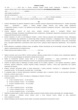 Umowa o naukę W dniu …………………….2015 roku w Toruniu