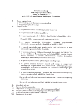 Porządek obrad sesji Rady Miejskiej w Zawadzkiem w dniu 28