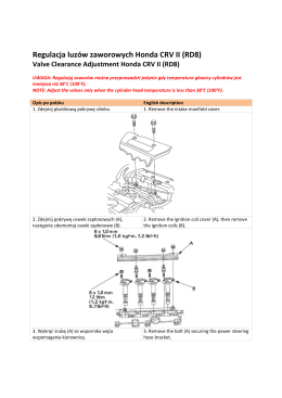 Regulacja luzów zaworowych Honda CRV II (RD8) Valve Clearance