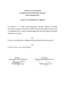 UCHWAŁA Nr 264/VIII/2012 Prezydium Krajowej Rady Radców