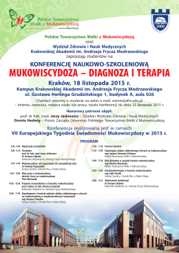 Mukowiscydoza - plakat konferencja A3 2015
