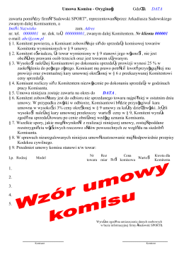 Umowa Komisu - Narty Gdańsk | Sadowski Sport