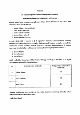 Protokół z ll etapu postępowania konkursowego na