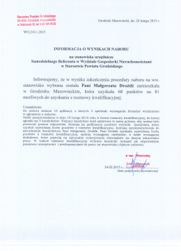 Informacja o wyniku naboru